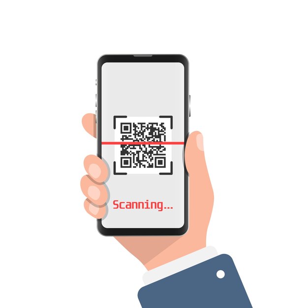 Qr Code Scan Illustration In Flat Style Mobile Phone Scanning Vector Illustration On Isolated Background Barcode Reader In Hand Sign Business Concept