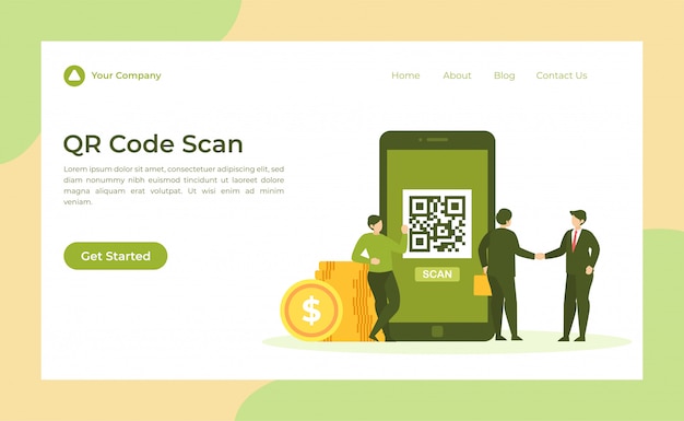 Vector qr code scan landing page