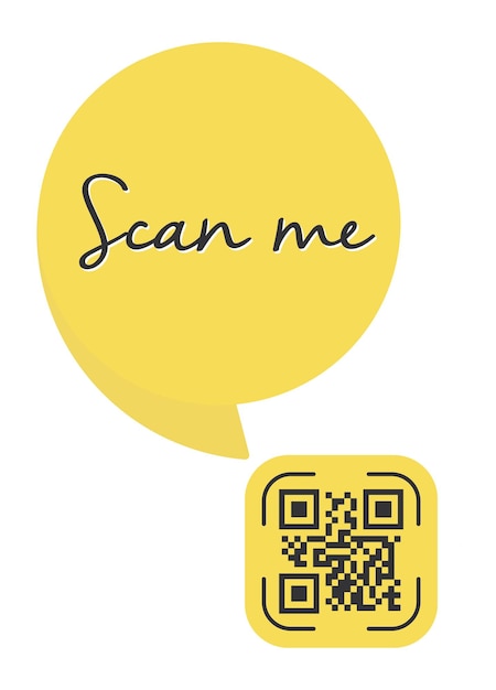 Qr code scan me in speech bubble scan me concept icon