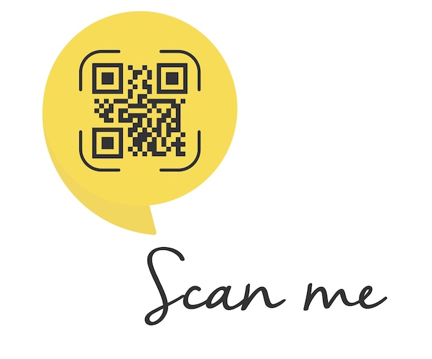 QR code scan me in speech bubble scan me concept icon