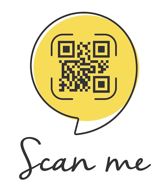 Qr code scan me in speech bubble scan me concept icon