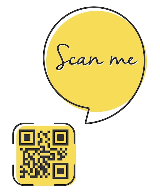 QR code scan me in speech bubble scan me concept icon