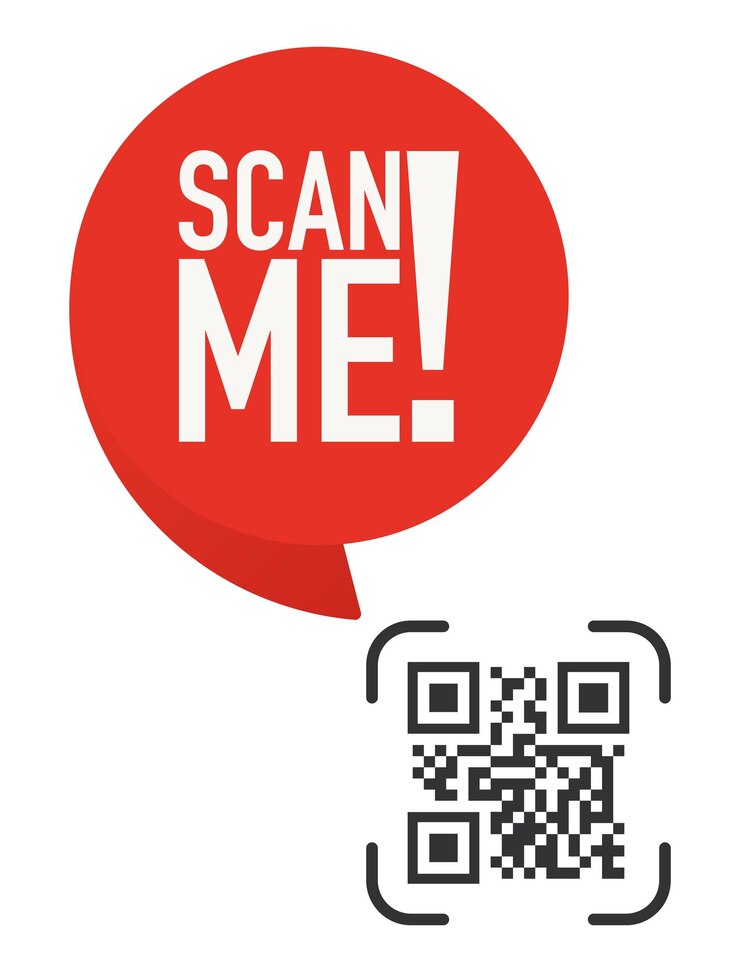 Vector qr code scan me in speech bubble scan me concept icon