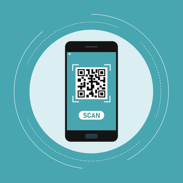 Вектор Сканирование qr-кода онлайн через смартфон