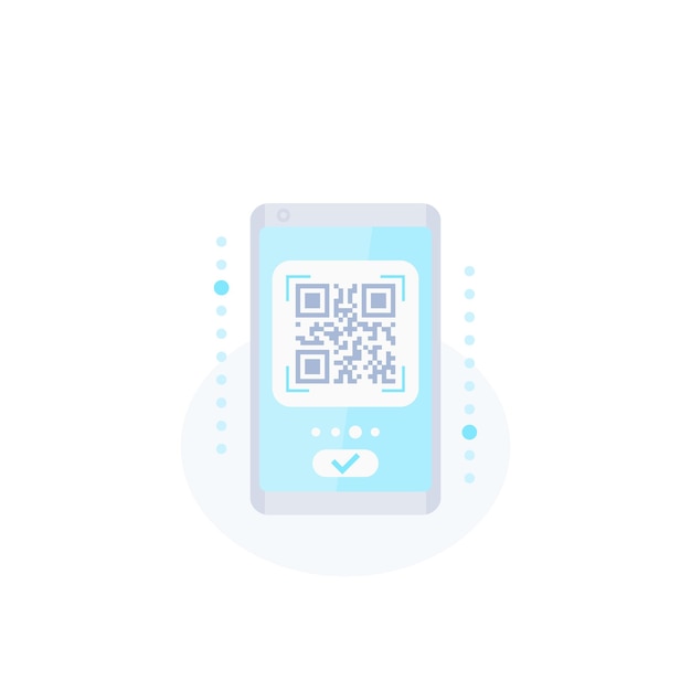 Сканирование QR-кода на значке вектора телефона