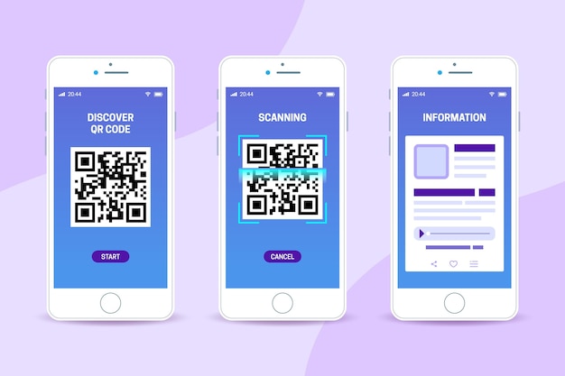 Vector qr code scan steps on smartphone