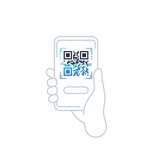 QR code scan vector icon with phone