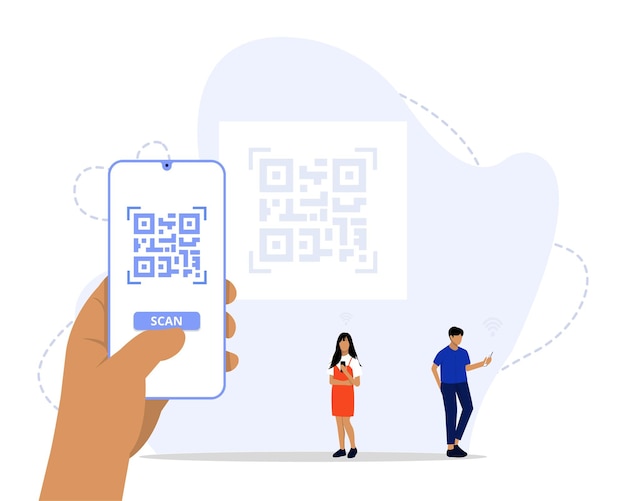 Vector qr-code scannen concept