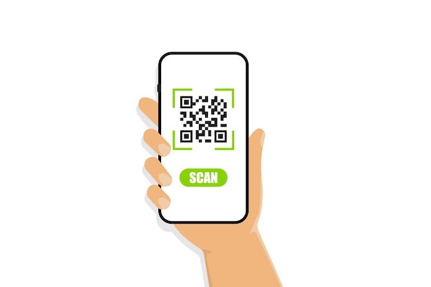 QR-code scannen naar smartphone Een hand die smartphone vasthoudt en qr-code scant