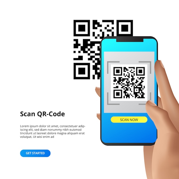 qr code scanning camera smartphone concept for payment or everything.