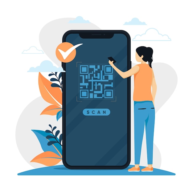 Qr code scanning concept with characters