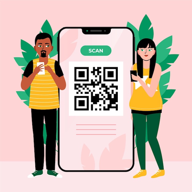 Vector qr code scanning concept