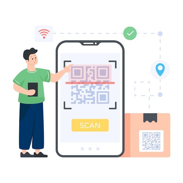 Vector qr code scanning flat illustration vector