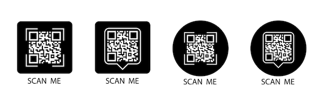QR コードセット スキャンメイク テキストの QR コードのフレームのテンプレート スカンメイク ベクトルイラスト