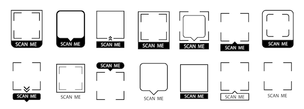 qr code set scan me scan qr code icon template of frames for qr code with text scan me vector illustration