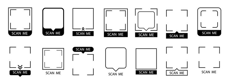 Vector qr code set scan me scan qr code icon template of frames for qr code with text scan me vector illustration