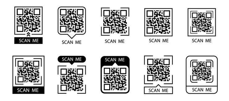 Vector qr code set scan me scan qr code icon template of frames for qr code with text scan me vector illustration