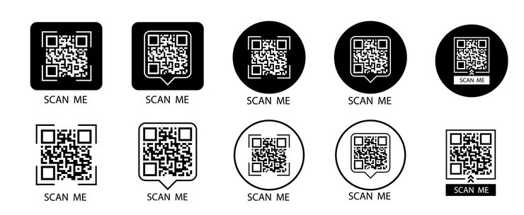 Vector qr code set scan me scan qr code icon template of frames for qr code with text scan me vector illustration
