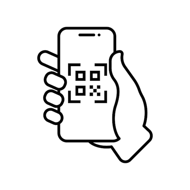 Vector qr code smartphone scanner linear icon vector illustration