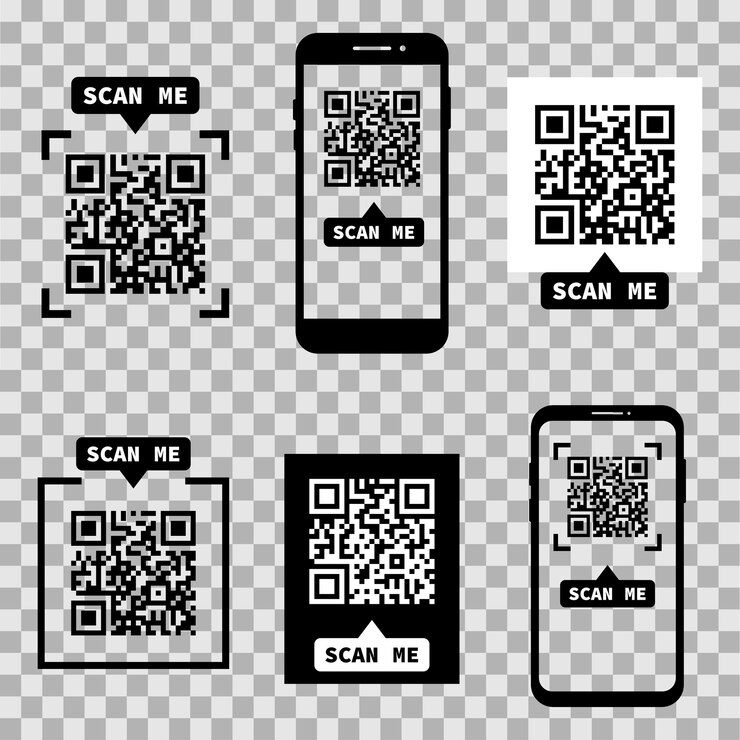 Vector 레스토랑 메뉴 앱 또는 제품 벡터에 대한 투명한 배경 qr 코드의 qr 코드 템플릿