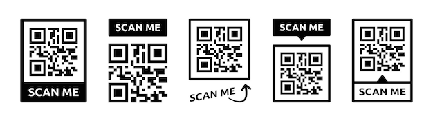 QR-code vector icon set met scan me bericht.