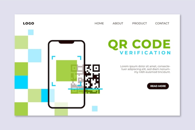 Vector qr code verification landing page template