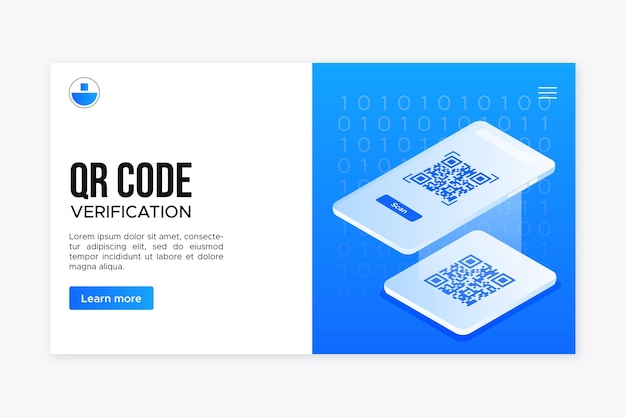 Вектор Целевая страница подтверждения кода qr