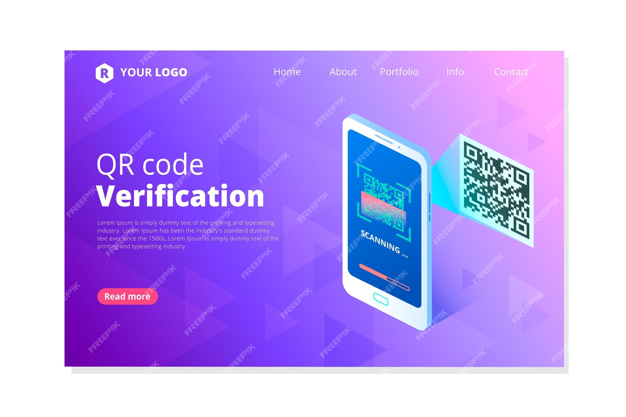 Premium Vector | Qr code verification landing page