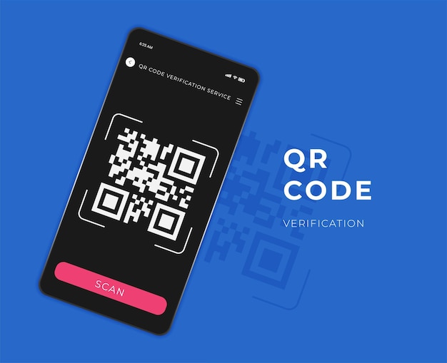 Изометрический вектор службы проверки QR-кода веб-баннера