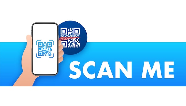 Qr-code voor smartphone inschrijving scan me met smartphonepictogram qr-code voor betaling