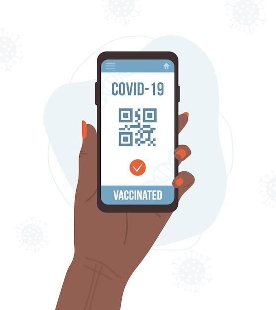 Codice qr con passaporto del vaccino. controllo di sicurezza da covid-19.