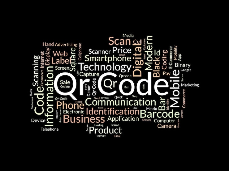 Vector qr code wordcloud template business concept vector background