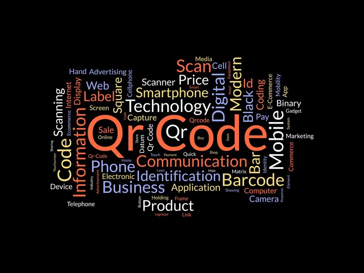 Vector qr code wordcloud template business concept vector background