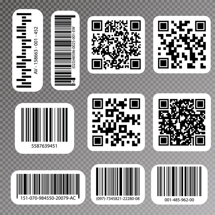 QR-коды и штрих-код этикетки. Промышленные этикетки со штрих-кодом.