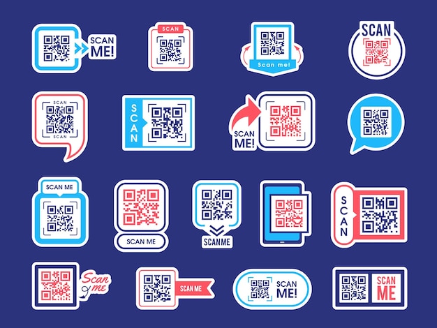 Qr-codes Verschillende pictogrammen voor betaling Scannen van app-identiteit op mobiele telefoon Recente vectorpictogrammen ingesteld
