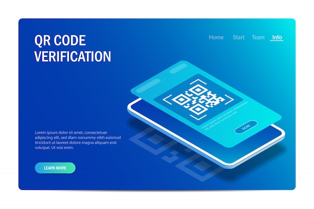 Qr-verificatie. mobiele telefoon met een scanner leest de qr-code