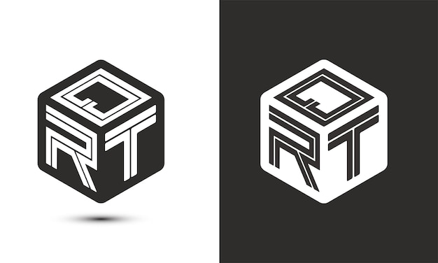 QRT letter logo design with illustrator cube logo, vector logo modern alphabet font overlap style. Premium Business logo icon. White color on black background