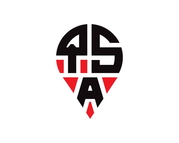ベクトル qsa 文字の位置と形状のロゴデザイン