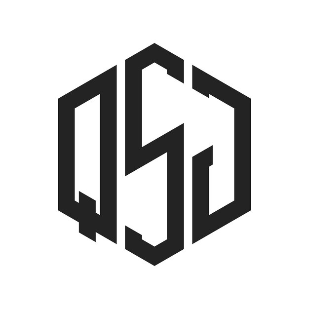QSJ Logo Design Initiële letter QSJ Monogram Logo met behulp van zeshoekige vorm