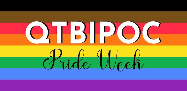 QTBPOC Queer Trans Black Indigenous People of ColorPrideWeek水平バナー拡張LGBTQフラグ