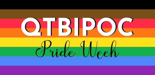 QTBPOC Queer Trans Black Indigenous People of Color Pride Week horizontal banner Extended LGBTQ flag