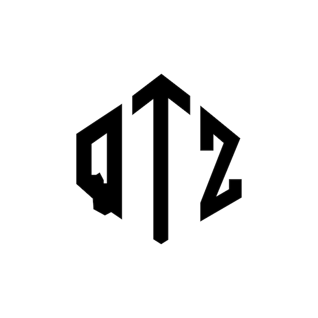 QTZ フォーマット フォーム フォーム QTZ ポリゴン フォーム キュービック フォーム ロゴデザイン QTZ ヘクサゴン ベクトル ロゴ テンプレート 白黒色 QTZ モノグラム ビジネス リアルエステート ロゴ