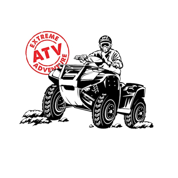 ベクトル atvエクストリームスポーツレースのロゴデザインはtシャツデザインとチャンピオンシップイベントに最適です