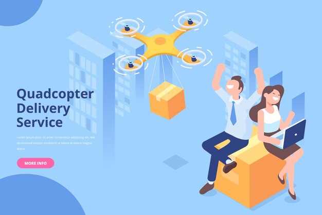 Quadcopter delivery service isometric template