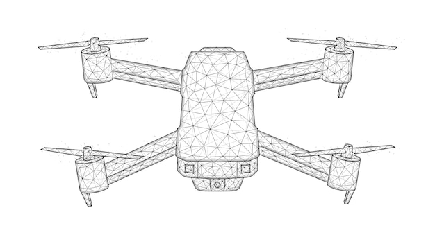 Quadcopter low poly design, drone polygonal vector illustration. unmanned aerial vehicle concept design.