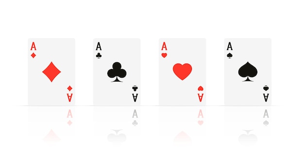 Quads. ace design cazino spelelement met transparante reflectie. poker of blackjack realistische kaart. vector illustratie