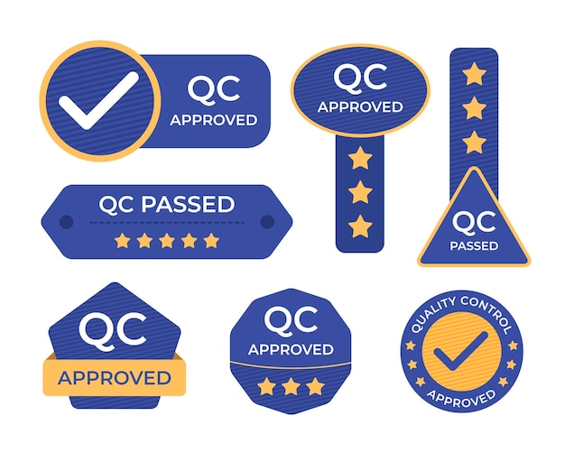 Vector quality control labels set in flat design style for sticker tag