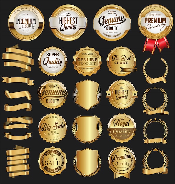 Quality golden badges and labels