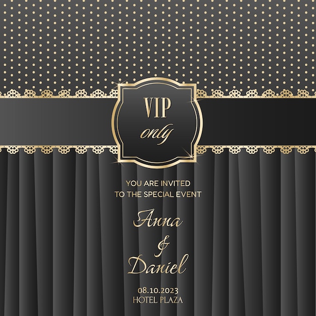 Quality golden invitation with curtains in vector illustration