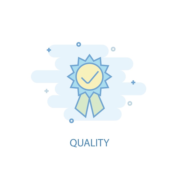 Vector quality line concept simple line icon colored illustration quality symbol flat design can be used for uiux